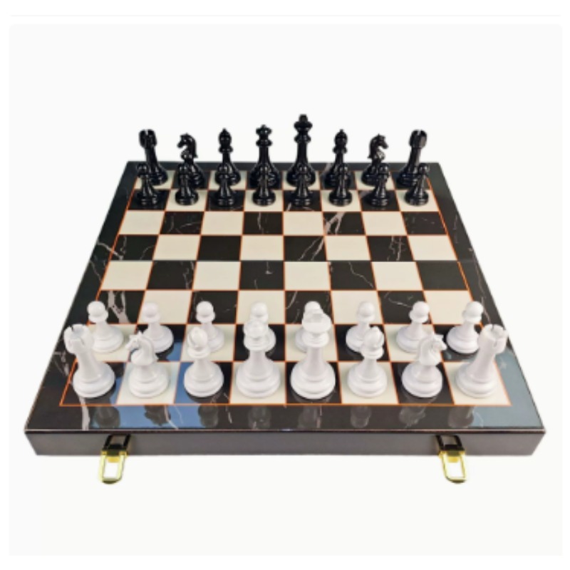 Board Game Education - High-End Solid Wood Marble Pattern Chess