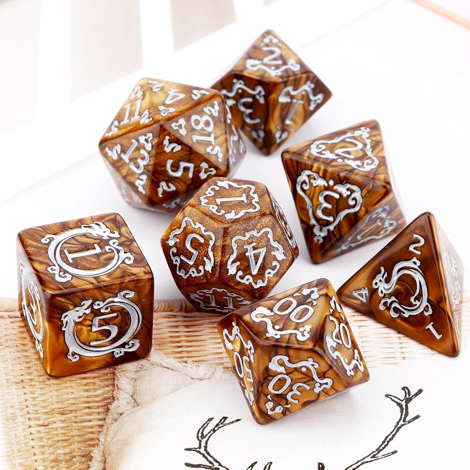 Board Game Dungeons And Dragons - 7Pcs Set DND Dice Dragon Pattern
