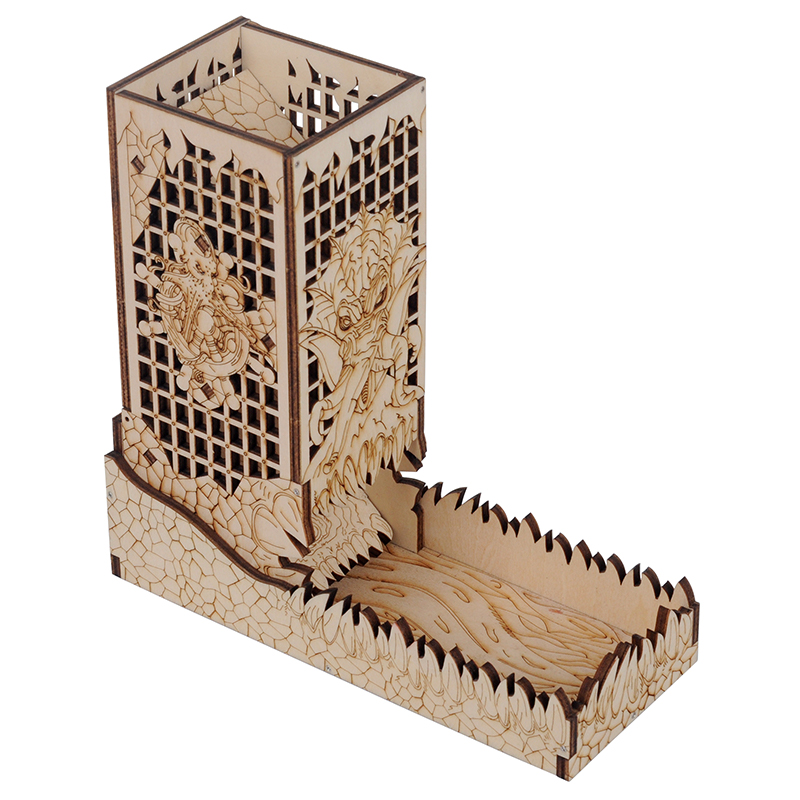 Dice Tower Wooden - D&D Dice Tower with Tray Wood