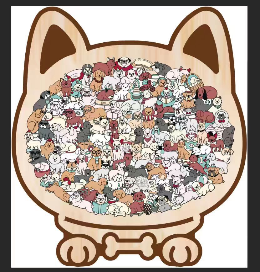 Board Game Festival - Irregular Cat Shape Wooden Puzzle, Educational