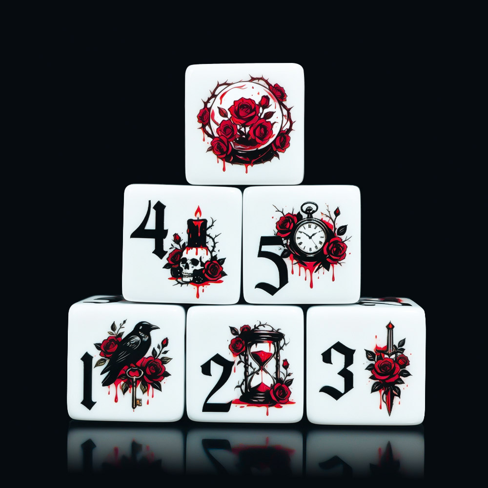 12Pcs Gothic Rose 16MM Printed - Board Game Print ulasan dan harga