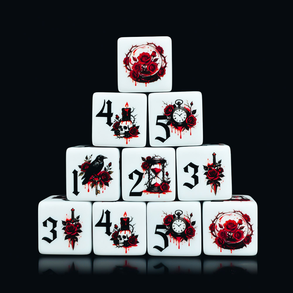 12Pcs Gothic Rose 16MM Printed - Board Game Print ulasan dan harga