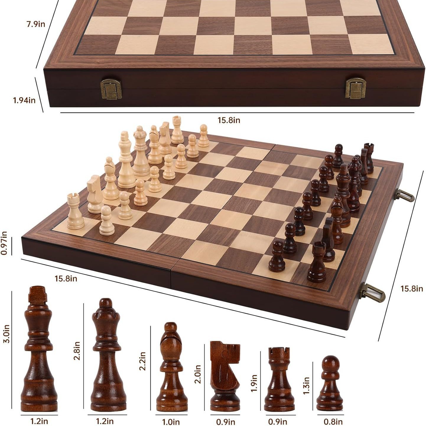 Wooden Veneer Chess Set, Walnu - Chess Set Wooden ulasan dan harga