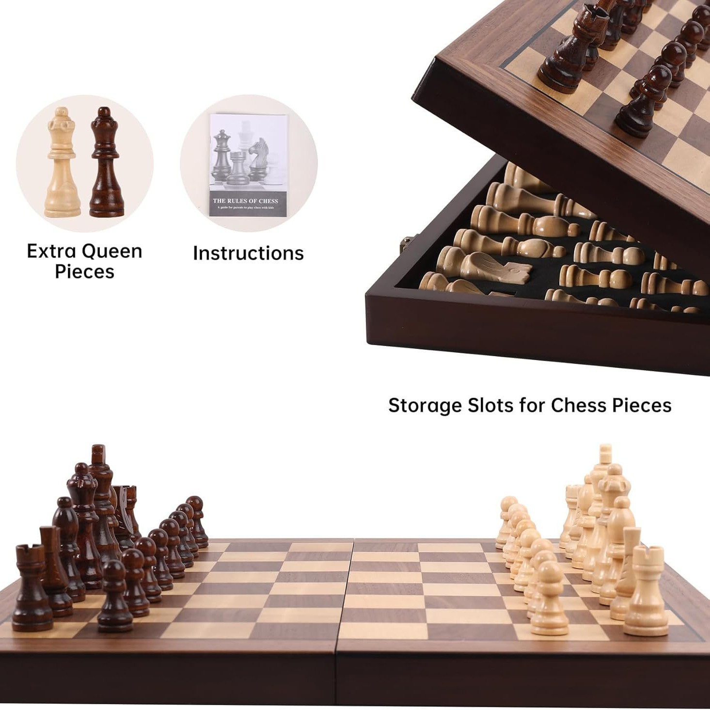 Wooden Veneer Chess Set, Walnu - Chess Set Wooden ulasan dan harga