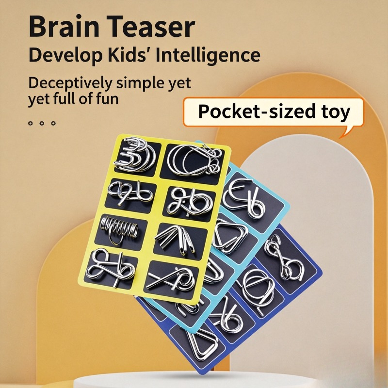 8 Pieces Metal Puzzle Set Clas - Board Game Education ulasan dan harga