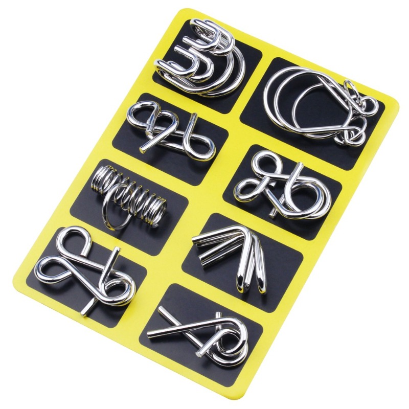 8 Pieces Metal Puzzle Set Clas - Board Game Education ulasan dan harga