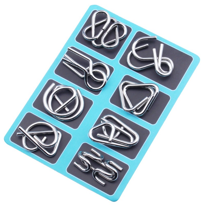 8 Pieces Metal Puzzle Set Clas - Board Game Education ulasan dan harga