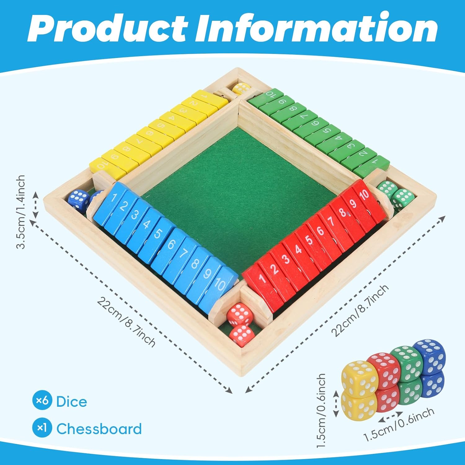 Shut The Box Dice Game, Wooden - Board Game Azul ulasan dan harga