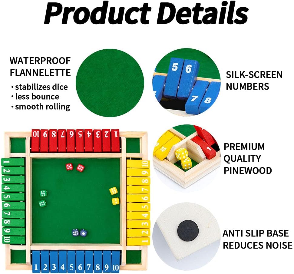 Shut The Box Dice Game, Wooden - Board Game Azul ulasan dan harga