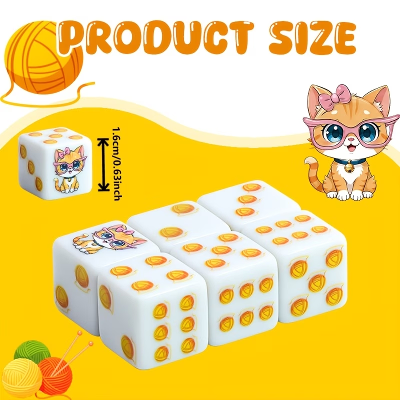 6Pcs Cat Paw Print Polyhedral  - Board Game Print ulasan dan harga