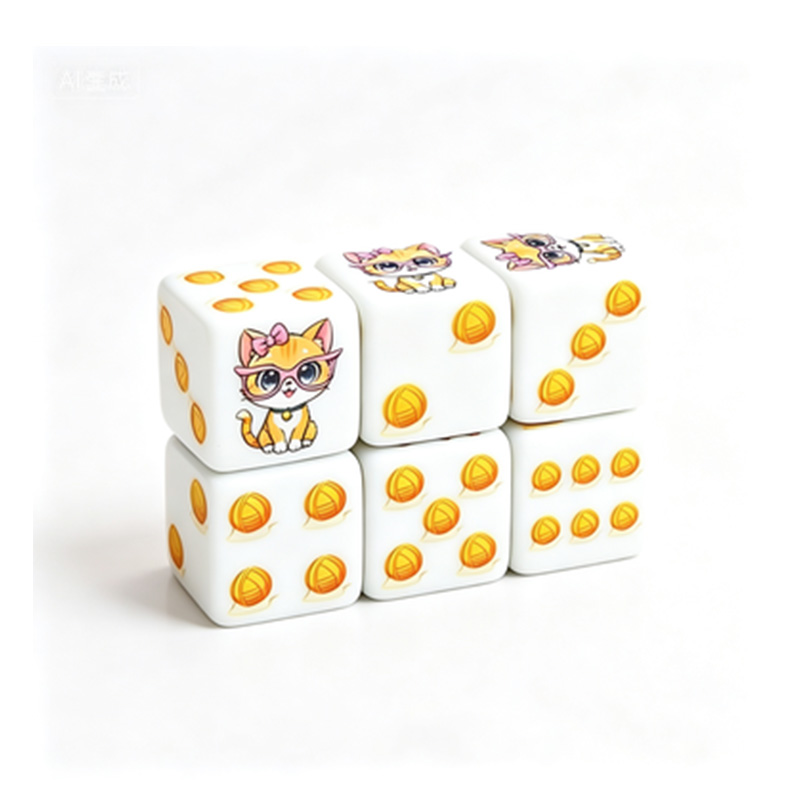 6Pcs Cat Paw Print Polyhedral  - Board Game Print ulasan dan harga