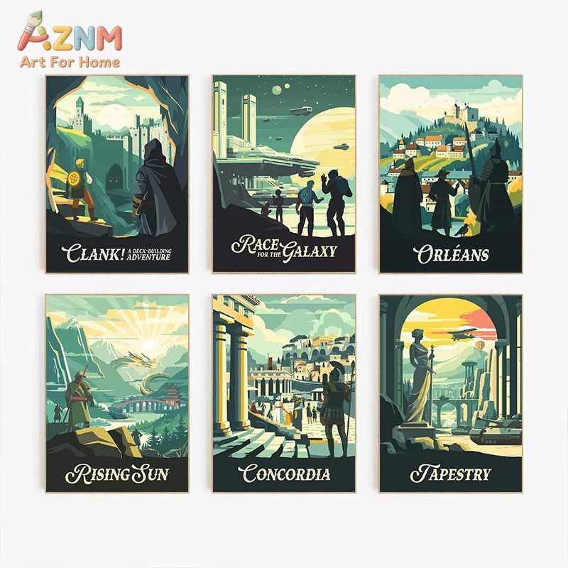AZNM Retro Board Game Art Canv - Board Game Print ulasan dan harga