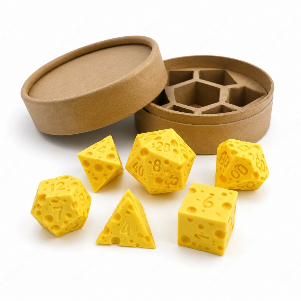 3D Printed Cheese Dice Set wit - Board Game Print ulasan dan harga