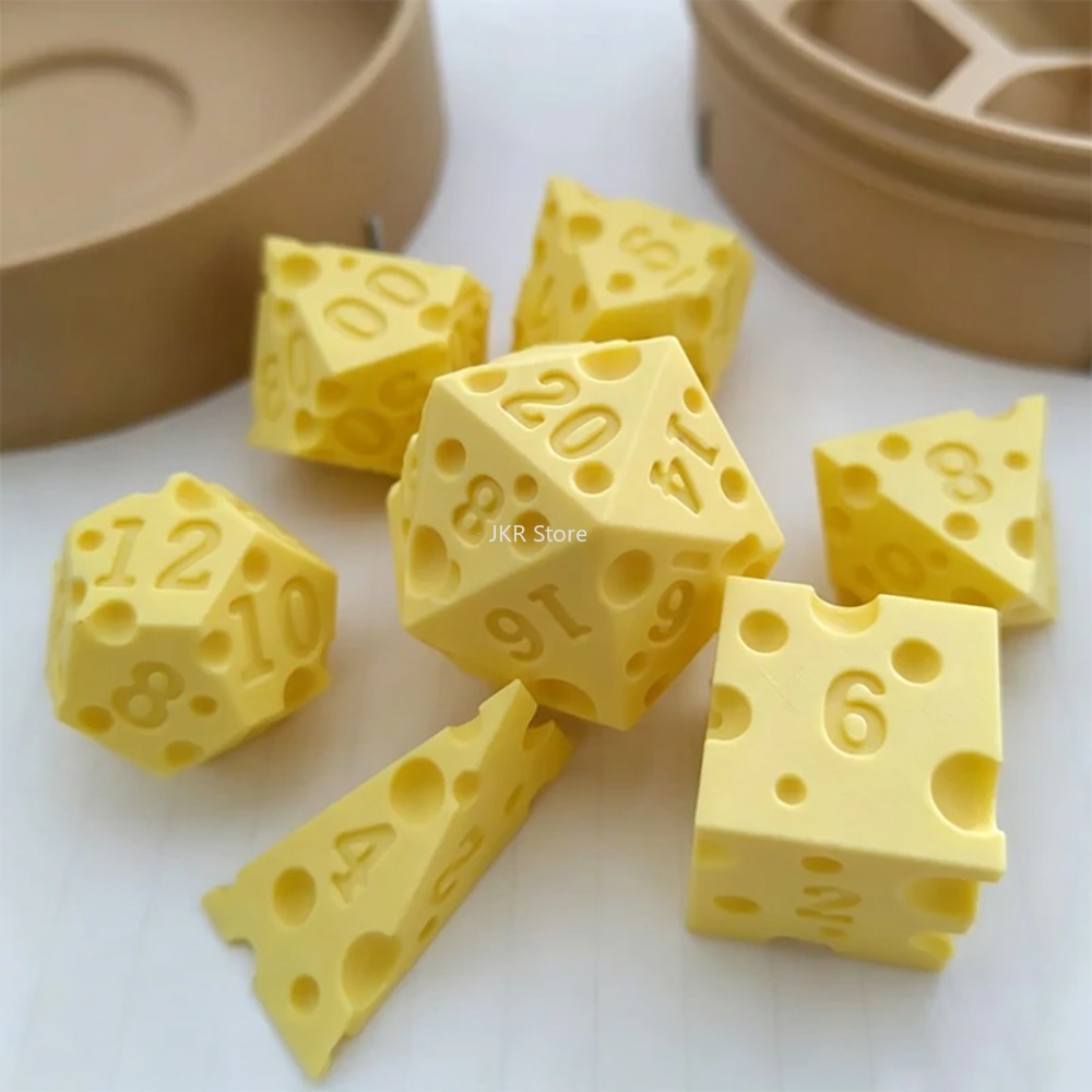 3D Printed Cheese Dice Set wit - Board Game Print ulasan dan harga