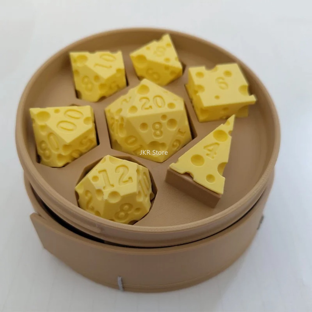 3D Printed Cheese Dice Set wit - Board Game Print ulasan dan harga