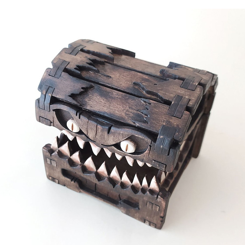 Mimic Chest for Dungeons and D - Dice Tower Wooden ulasan dan harga