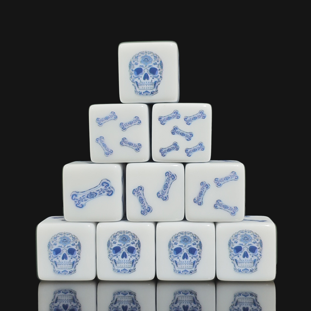 12Pcs 16MM Blue Floral Skull A - Board Game Print ulasan dan harga