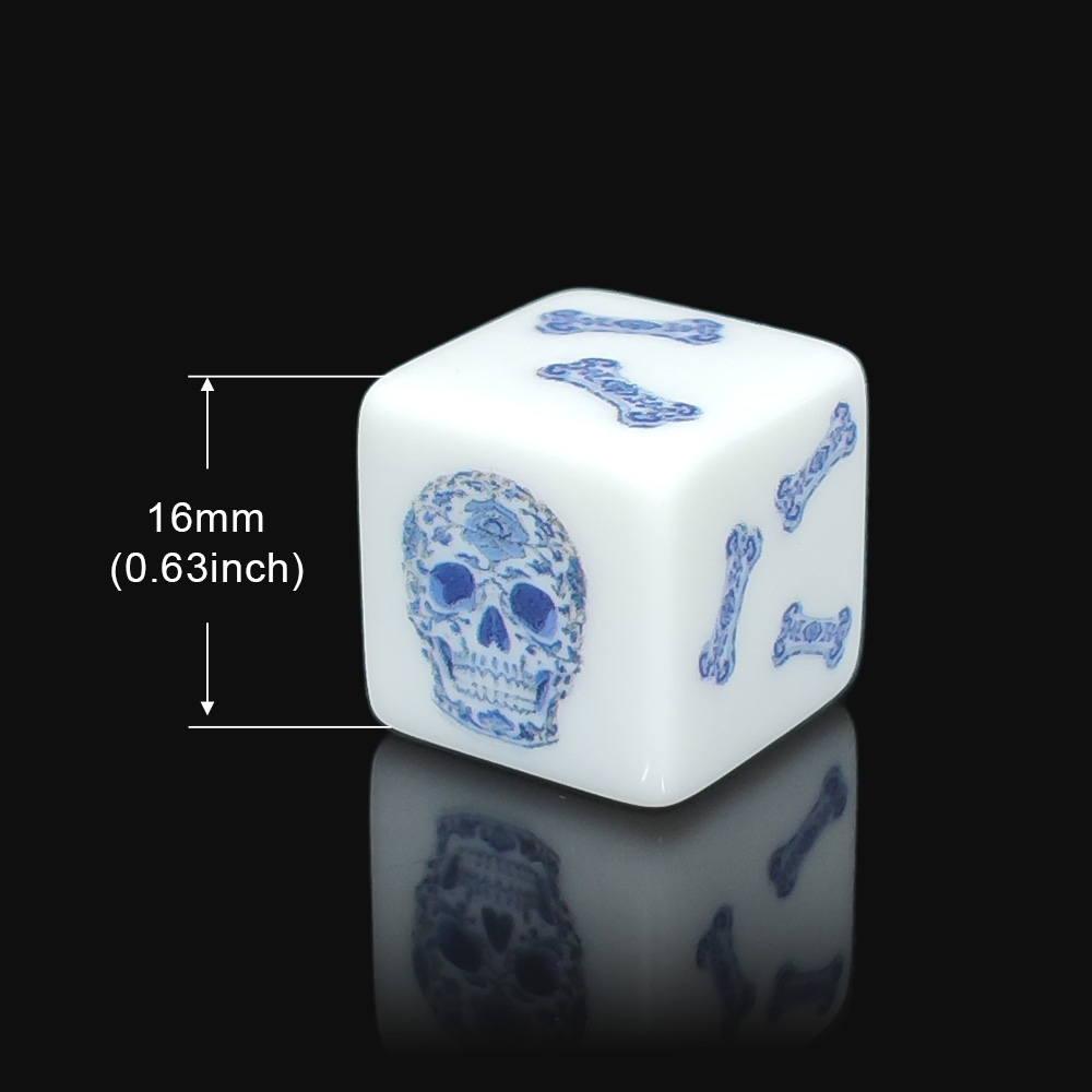12Pcs 16MM Blue Floral Skull A - Board Game Print ulasan dan harga