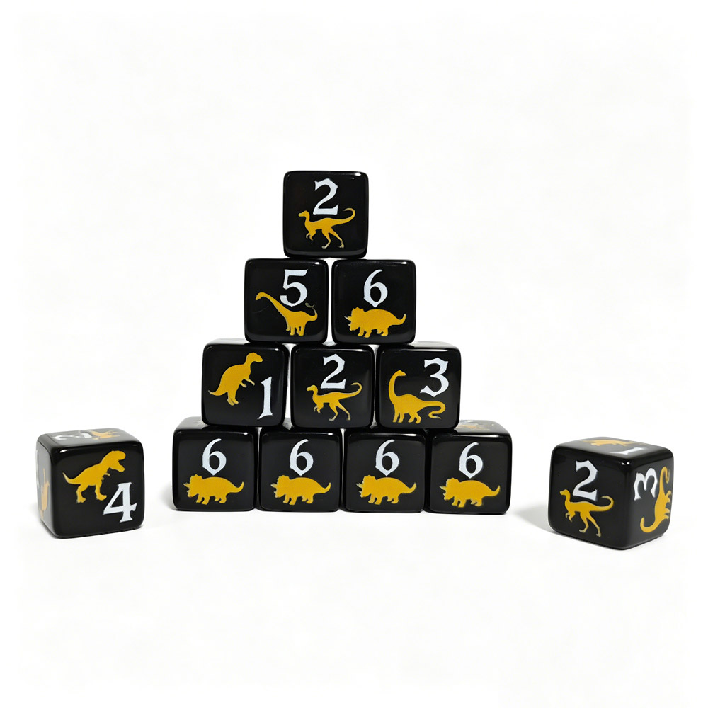 12PCS Black & Yellow Dinosaur  - Board Game Print ulasan dan harga