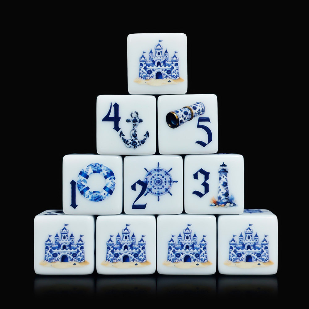 12Pcs Blue Nautical 16MM Print - Board Game Print ulasan dan harga